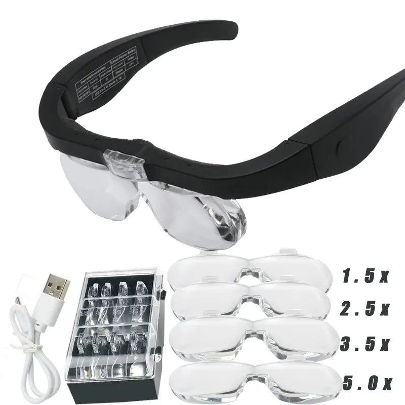 Head-mounted Magnifying Glasses With 2 LED Light