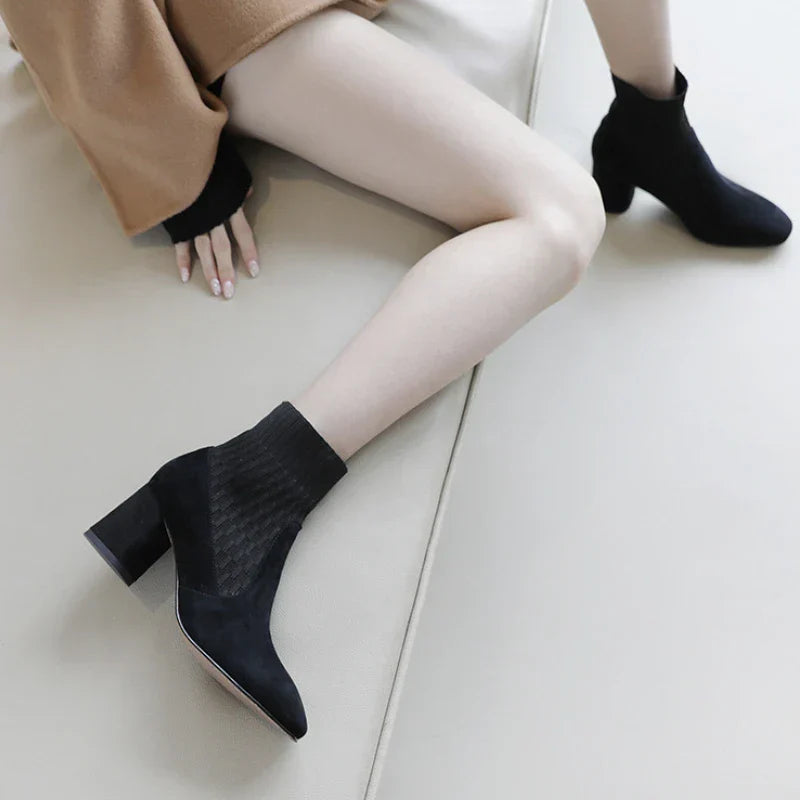 Pointed Ankle Boots Winter Women New Casual Chelsea