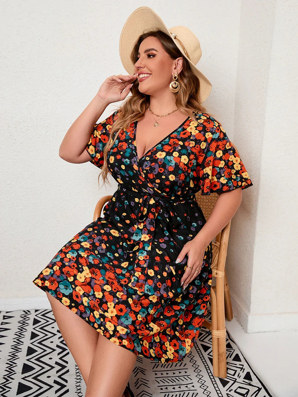 4xl 5xl Plus Size Midi Dress Women 2023