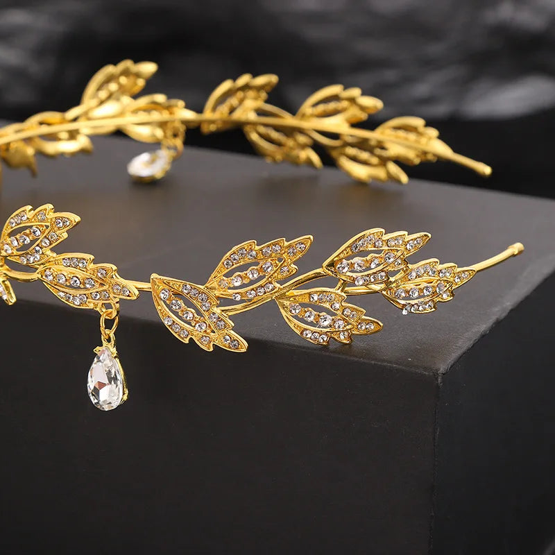 Luxury Gold Colors Rhinestone Tiaras Headbands for Women