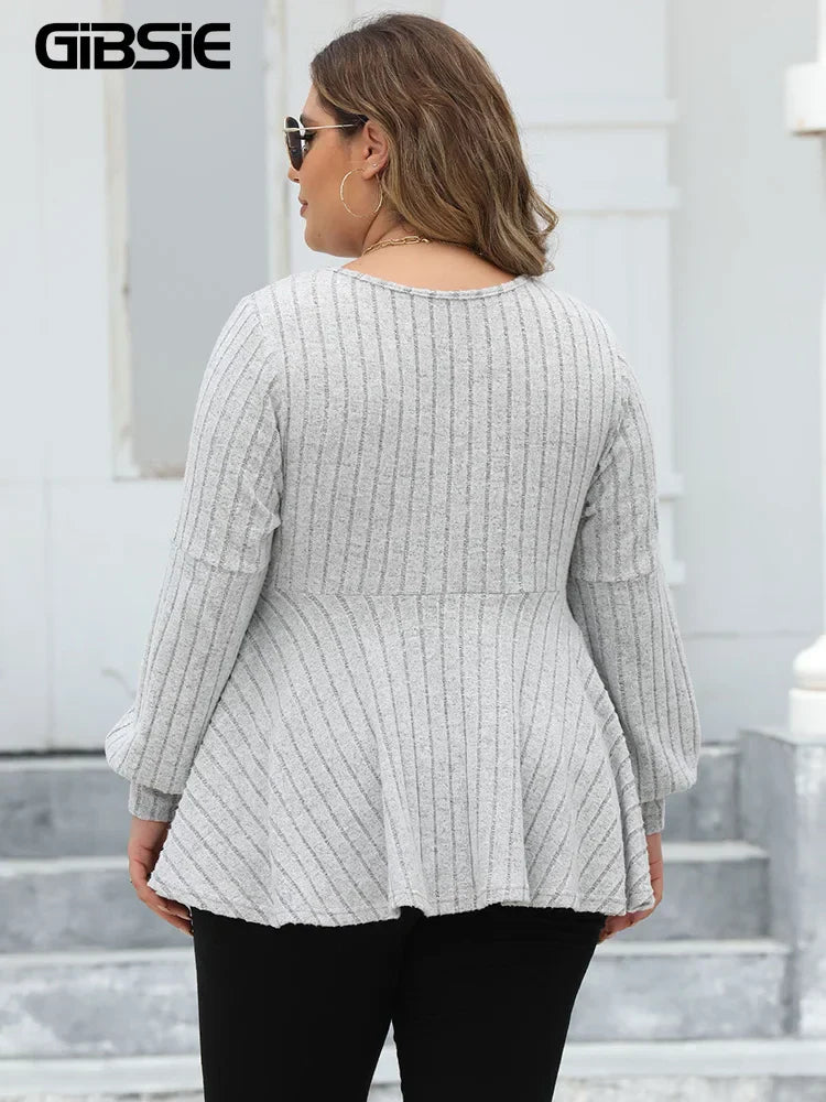 GIBSIE Plus Size Long Sleeve Tops for Women
