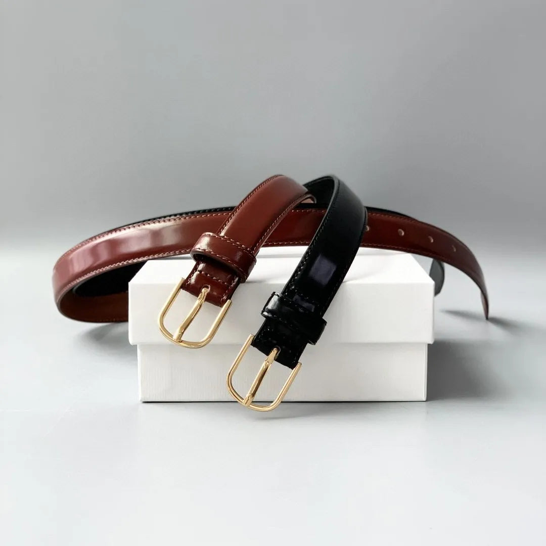 women' s solid color belt red black