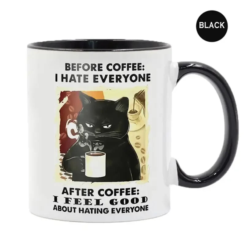 Funny Cat Mugs Coworker Gifts Coffee Spelled Backwards