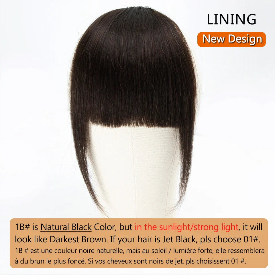 Human Hair Bangs 3 Clips 3D Blunt Cut