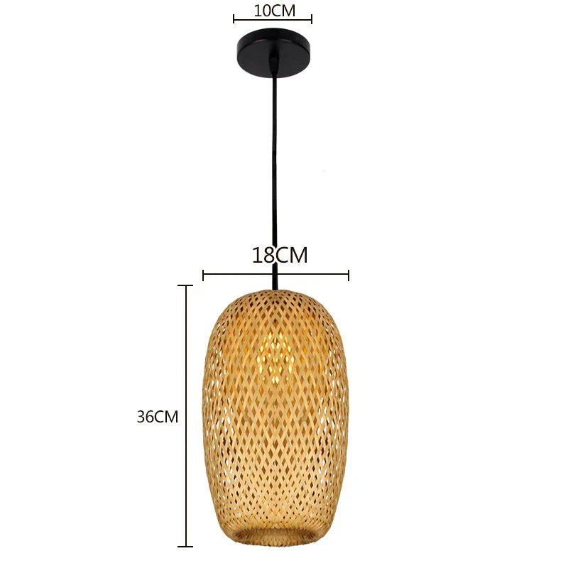 Bamboo Pendant Lamp Hand Knitted Chinese Style Weaving