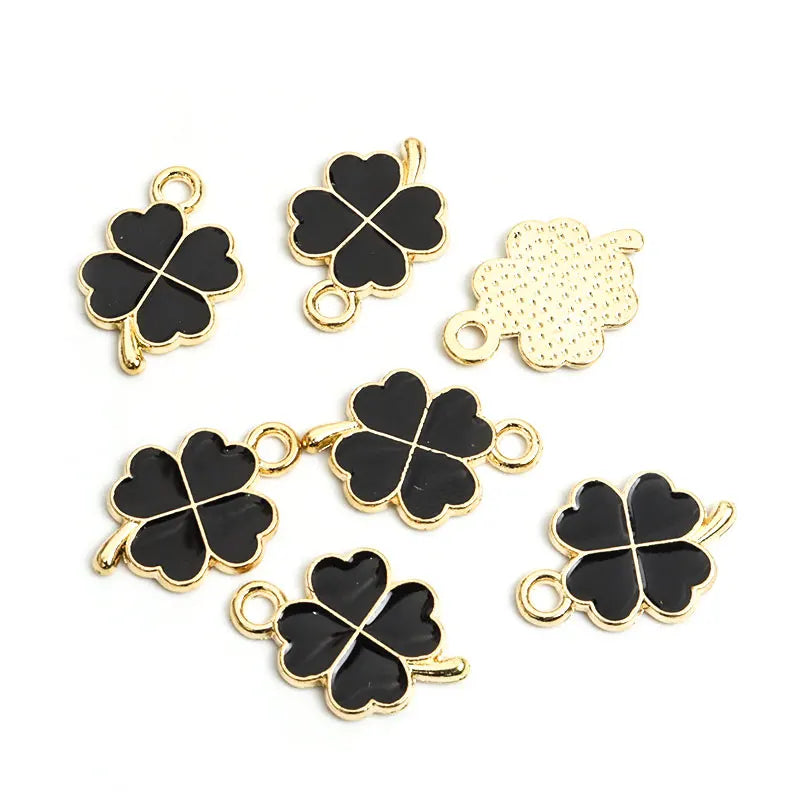 Dopamine Fourleaf Clover Enamel Charms 20pcs DIY Necklace