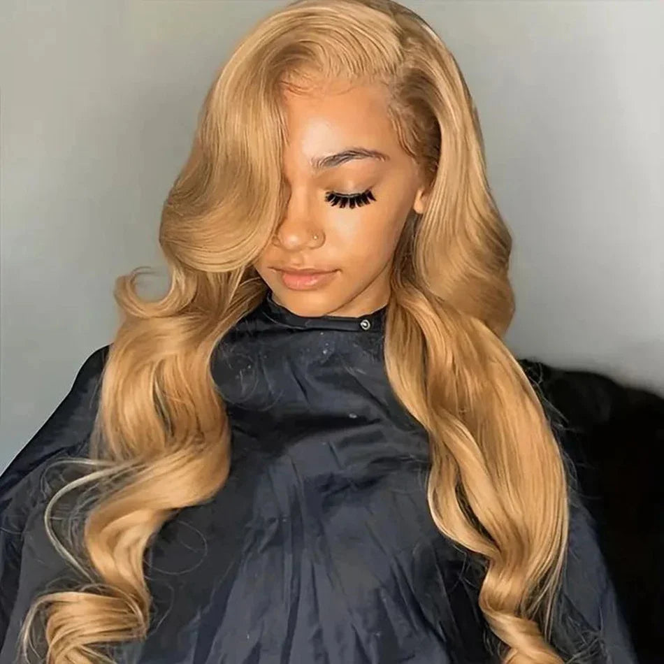 13x4 Transparent Honey Blonde Lace Front Wigs 27#