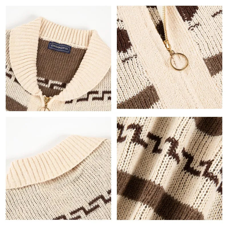 Winter Men Knitted Sweater Harajuku Cardigan Casual Sweatshirts