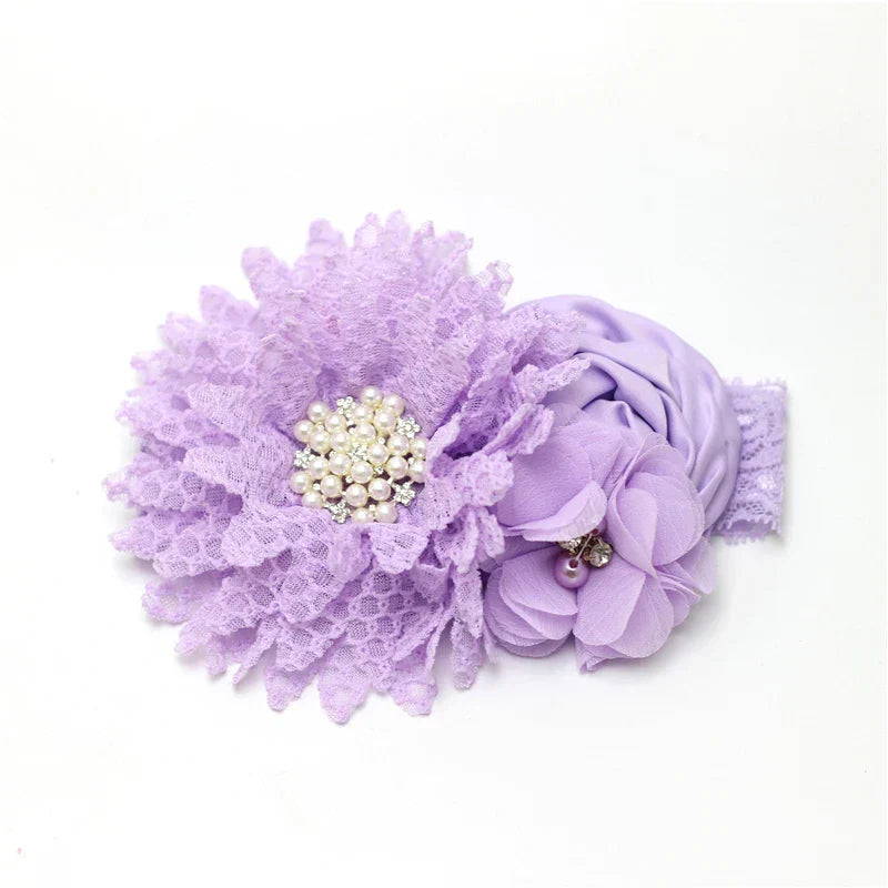 Baby girls Flower Headband Newborn Infant Pearl Flowers