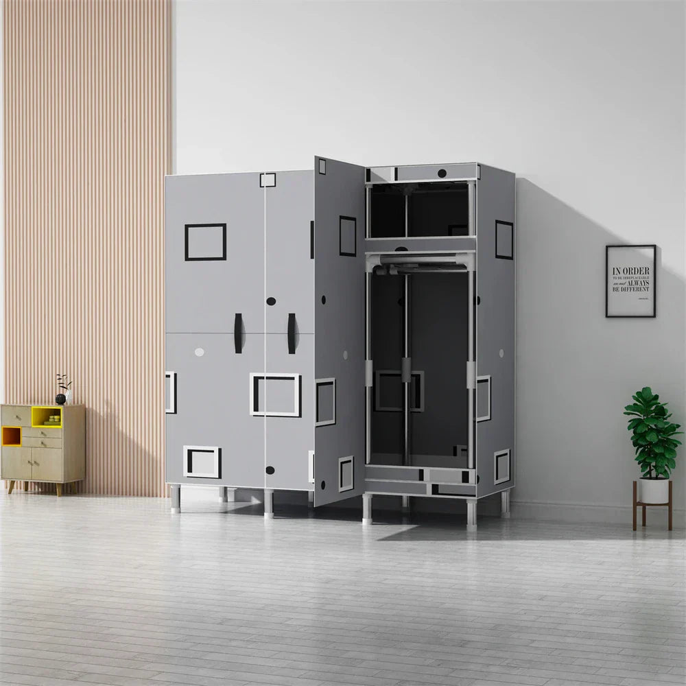 LEEGOHOME Wardrobes Closet Cloth Bedroom Furniture 85/125/166/207x45x170cm 26mmSteel