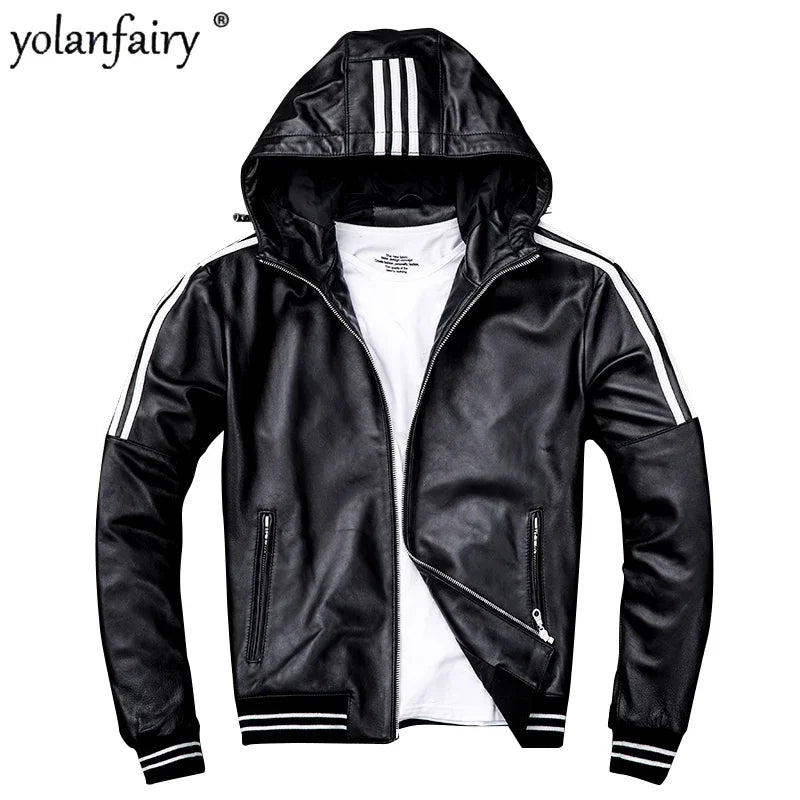 2023 New Men's Classic Leather Jacket 100% Natural