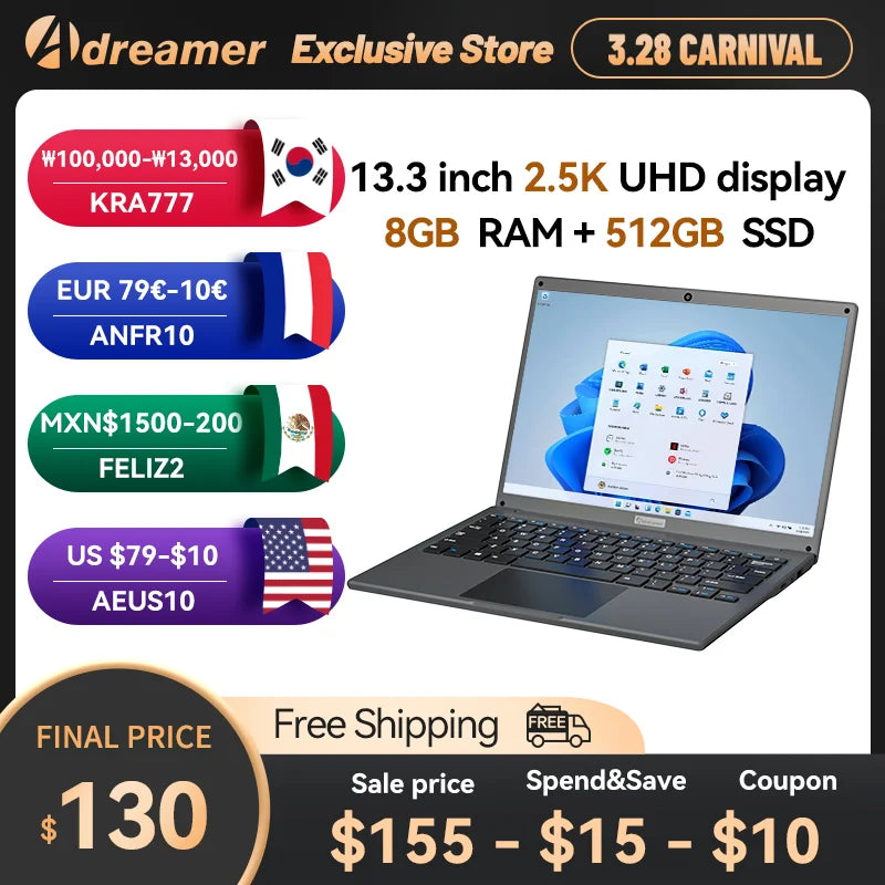 Adreamer LeoBook 13 Laptops Office School Notebooks Windows