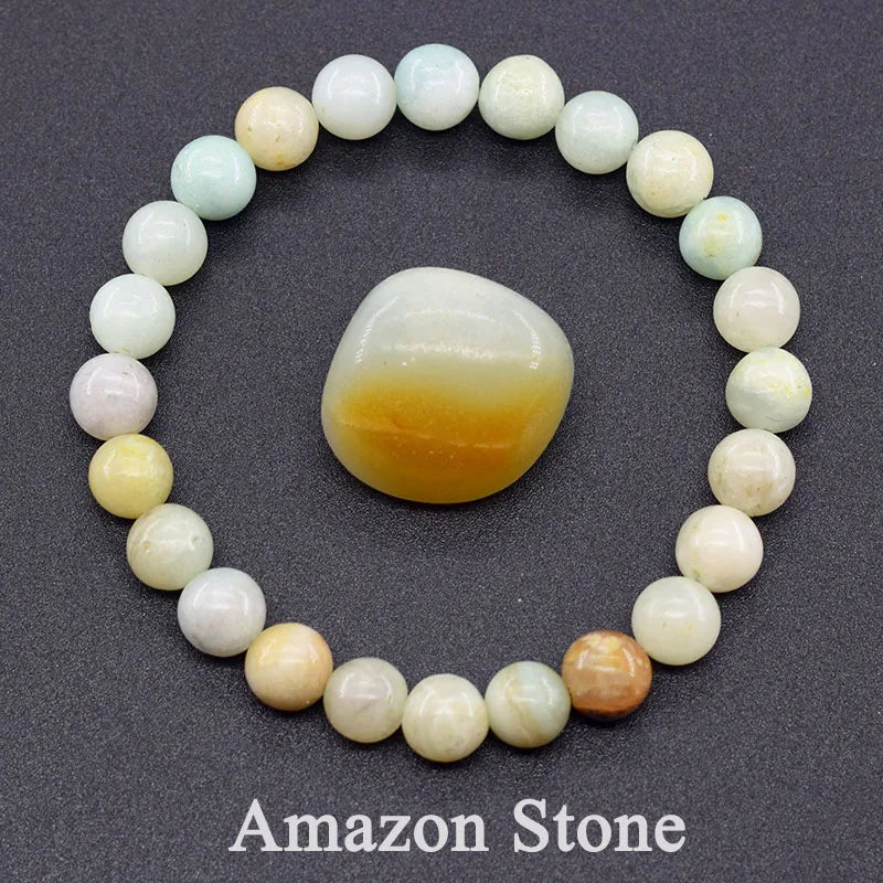 Real Natural Labradorite Stone Bead Bracelet Men Women