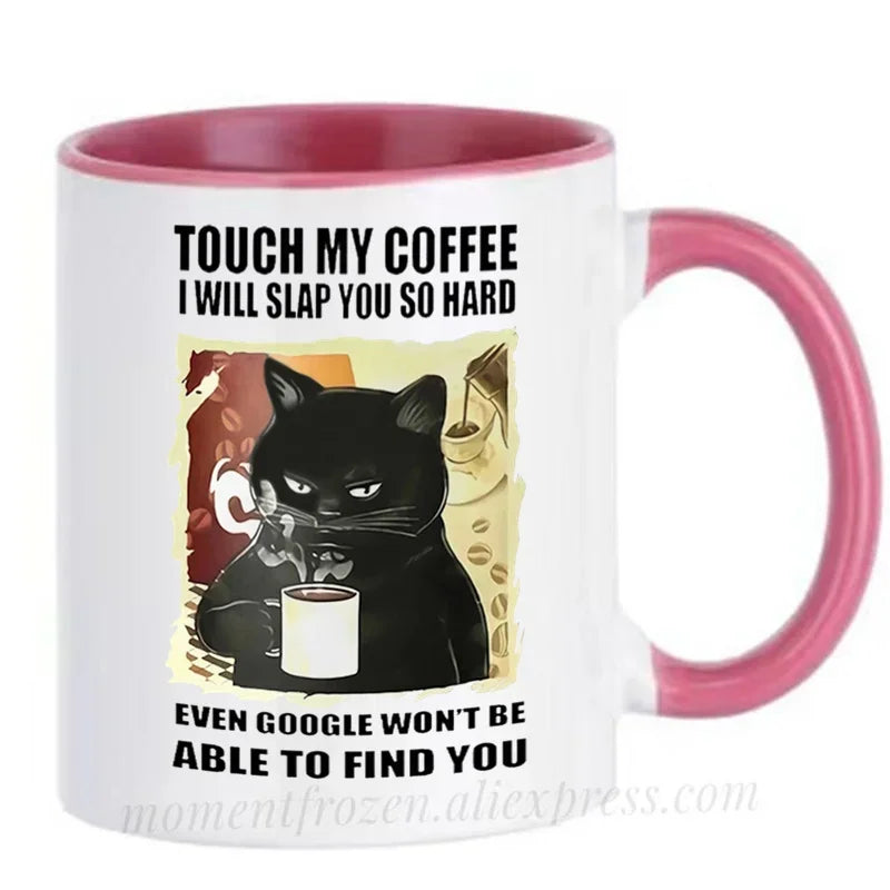 Funny Cat Mugs Coworker Gifts Coffee Spelled Backwards