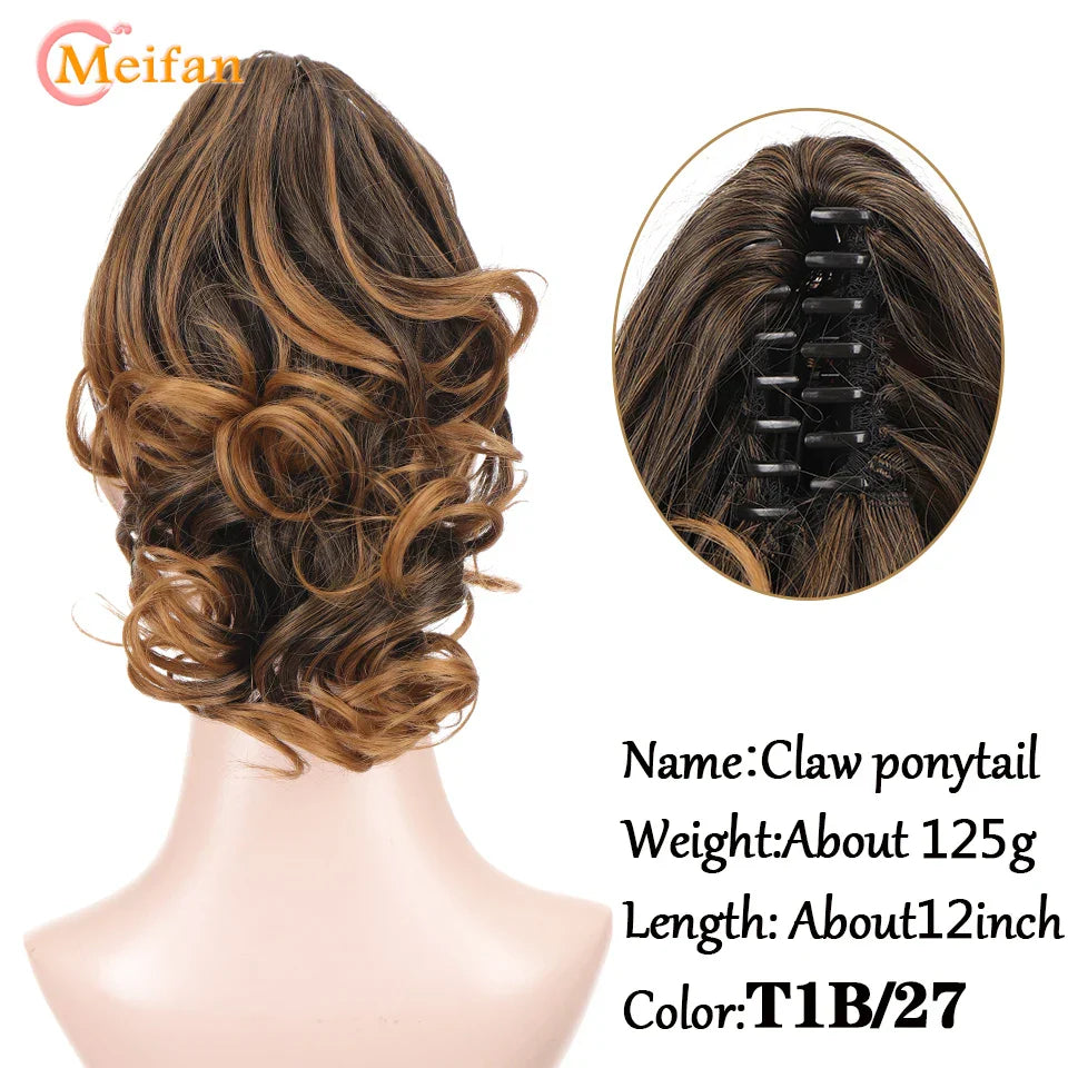 MEIFAN Long Synthetic Wavy Clip in Hair Ponytail