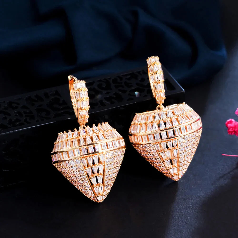ThreeGraces Creative Cubic Zirconia Big Hanging Geometric CZ