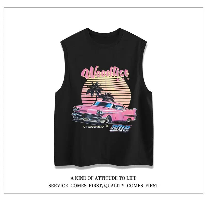 Print Vest Men Summer Casual Beach Tank Top