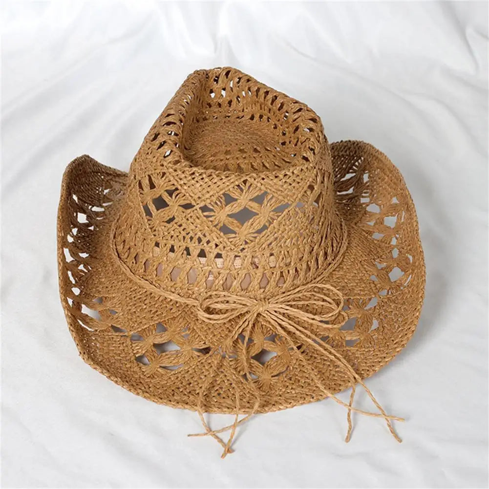 Western Cowboy Straw Hat Summer Men Women Wide