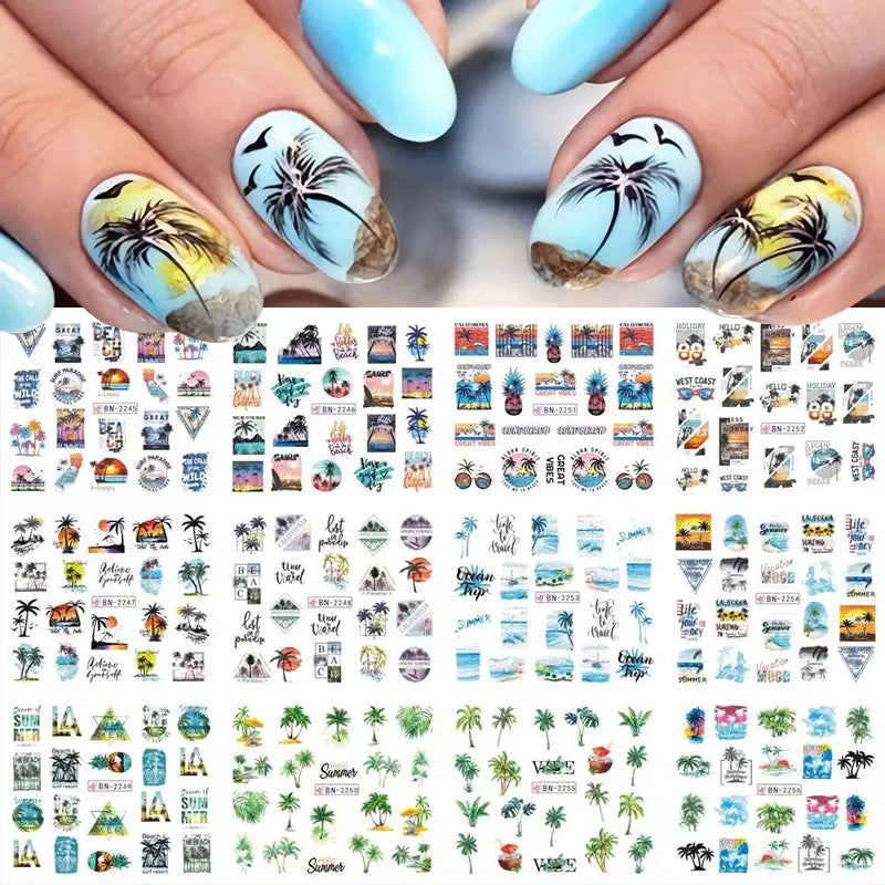 12 Designs Nail Stickers Set Mixed Floral Geometric