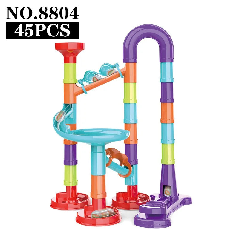 45-142PCS DIY Track Blocks Construction Marble Run Race