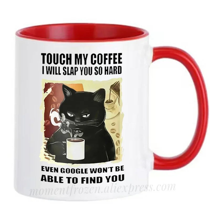 Funny Cat Mugs Coworker Gifts Coffee Spelled Backwards