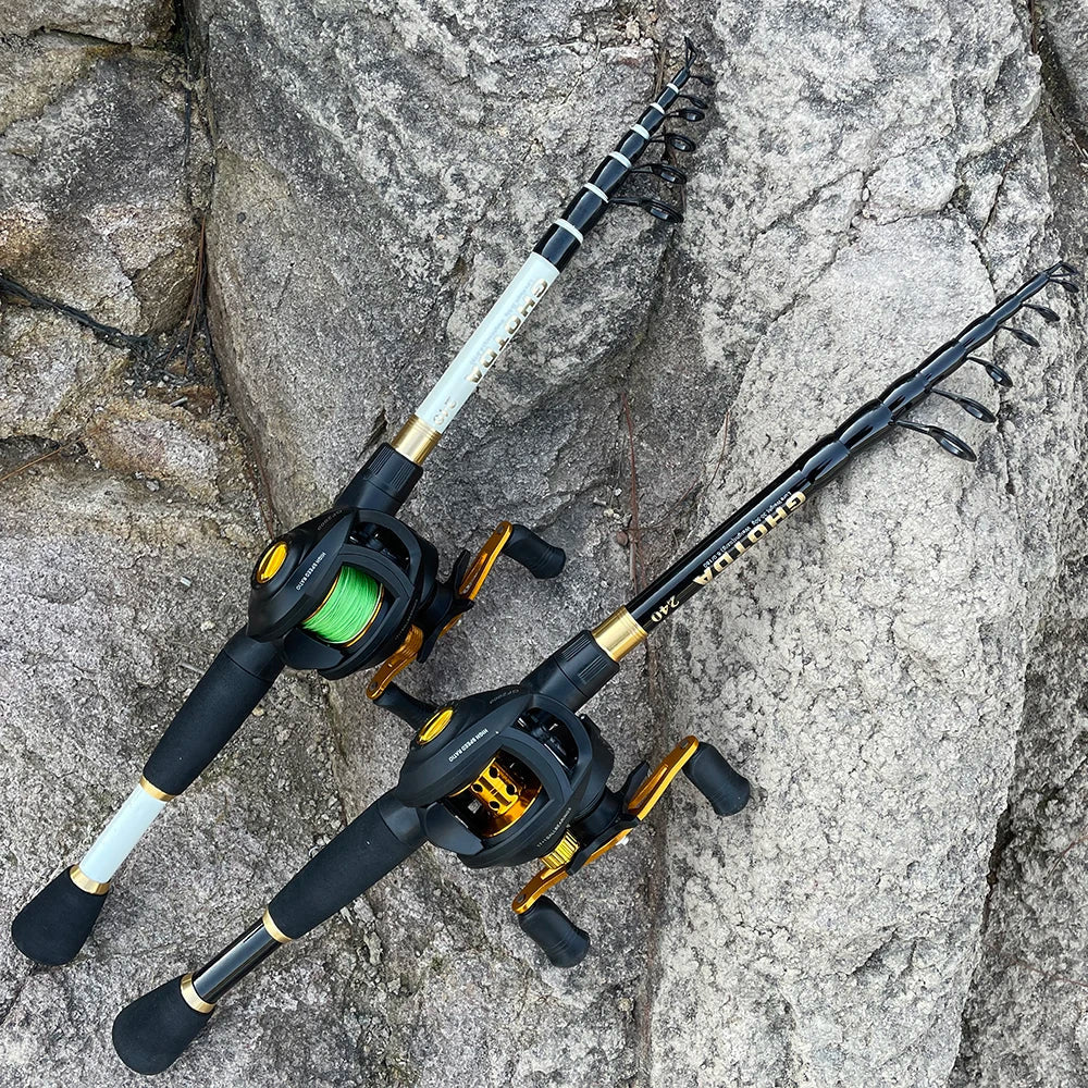 Ghotda Casting Fishing Rod Combo Telescopic Carbon Rod