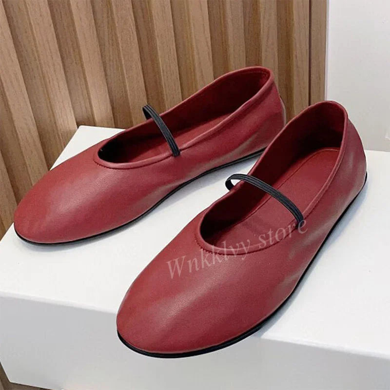 2023 New Genuine Leather Ballerina Flat Loafers Women