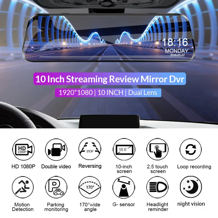 Mirror Camera for Car Touch Screen Video Recorder