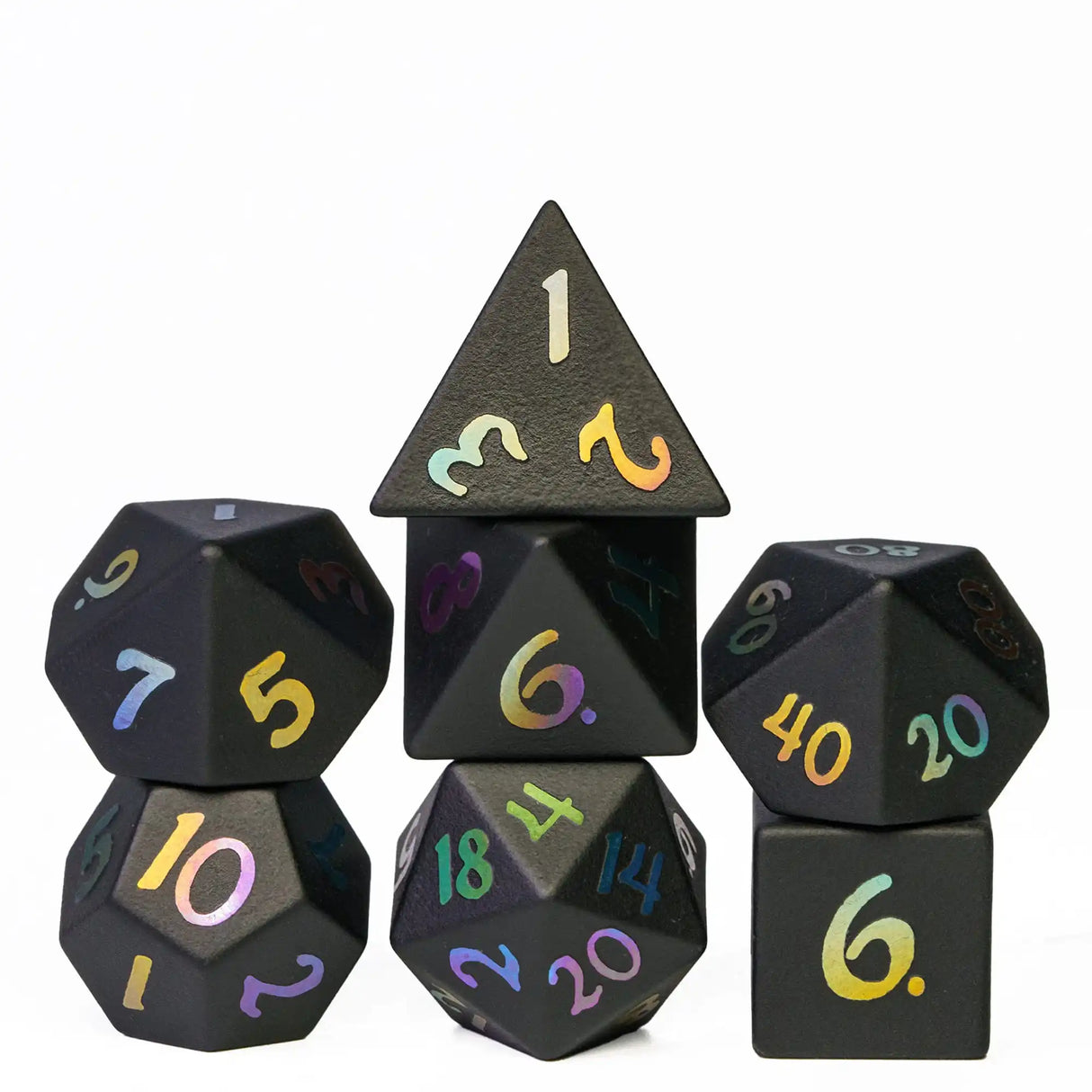 Cusdie 7Pcs Obsidian Dice DND Handmade 16mm D4-D20