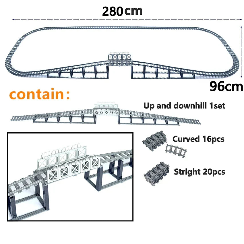 City Trains Track Rail Bricks Model straight curved