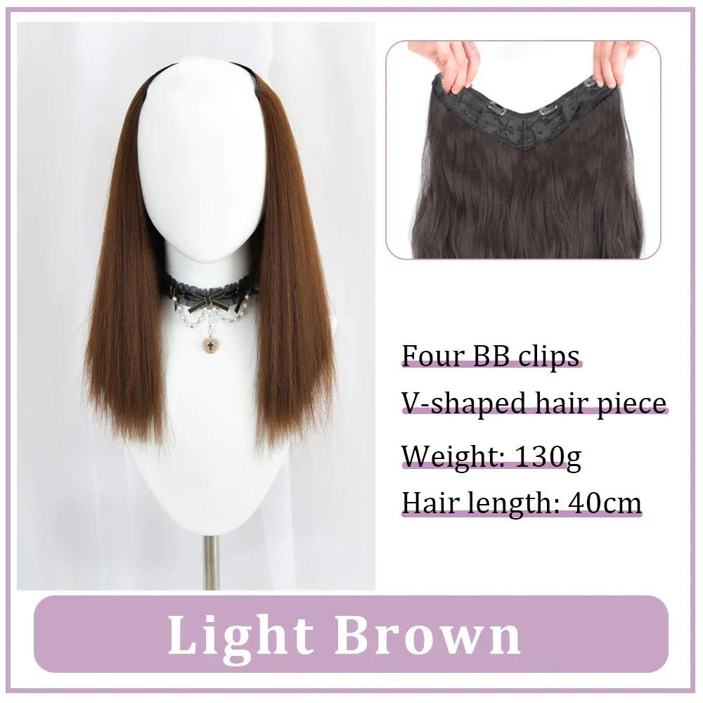 WEILAI Women's V-Shaped Long Hair Extension Synthetic Wig