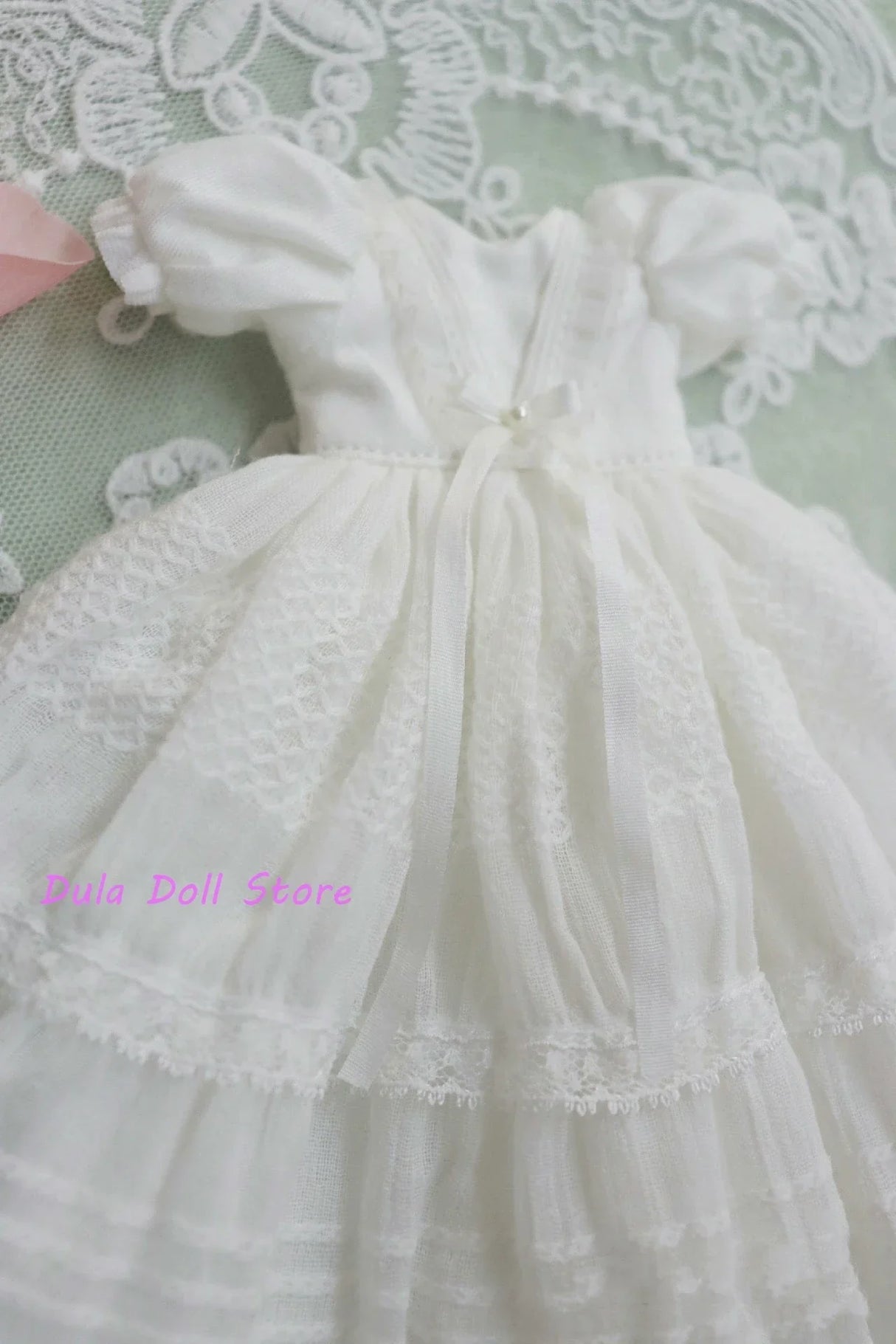 (Special Sale)Dula Doll Clothes Dress White Summer short sleeves double skirt Blythe ob24 Bjd Doll