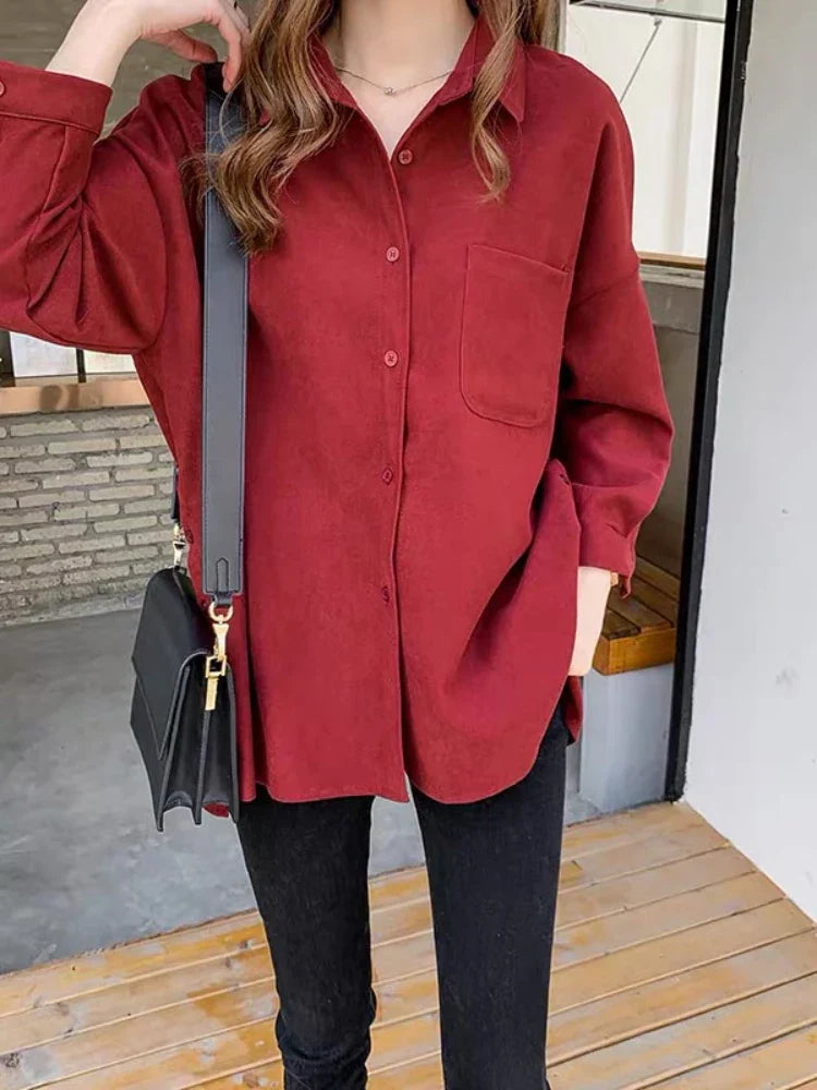 Plus Size Korean Style Blouses Long Sleeve Clothes