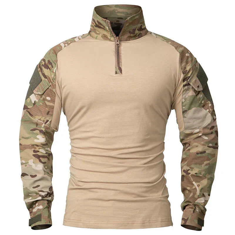 Men's Long Sleeve Army Combat Shirt 1/4 Zipper