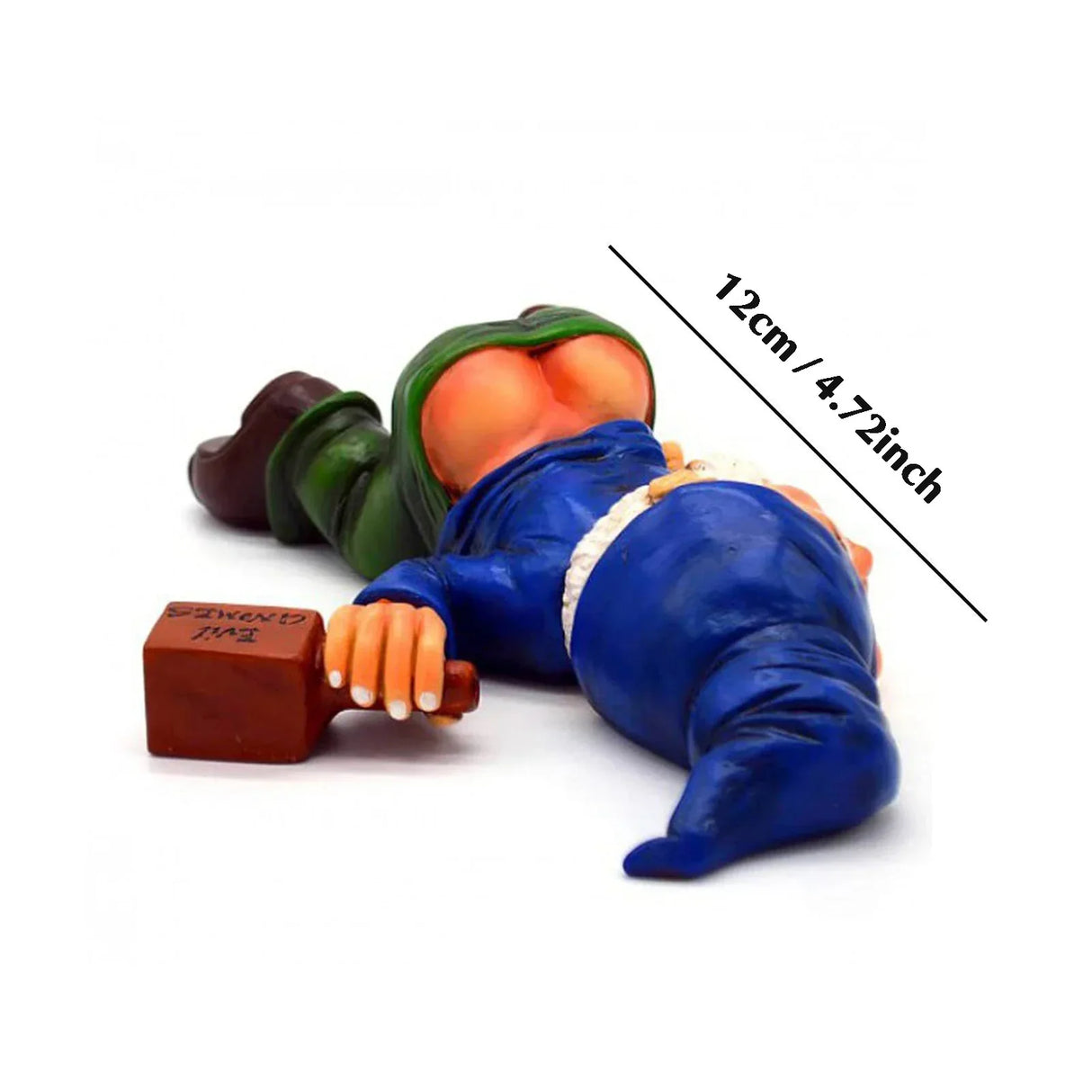 12cm Blue Red Dwarf lying Drunk Gnome Statues