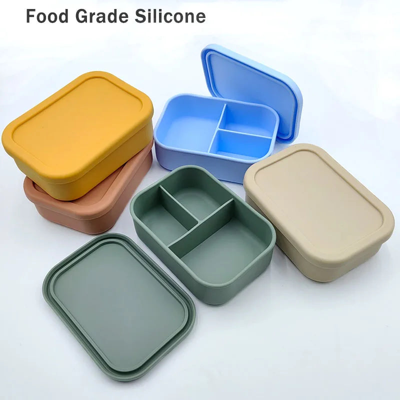 Silicone Bento Lunch Box For Kids 3-compartment Lunch