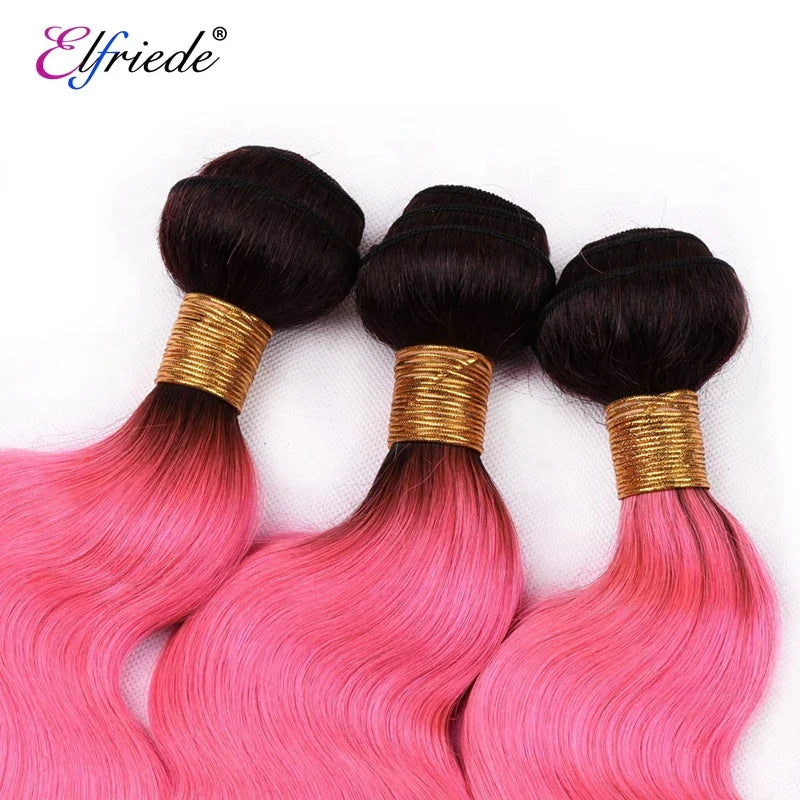 Elfriede T1BPink Body Wave Ombre Colored Hair Bundles