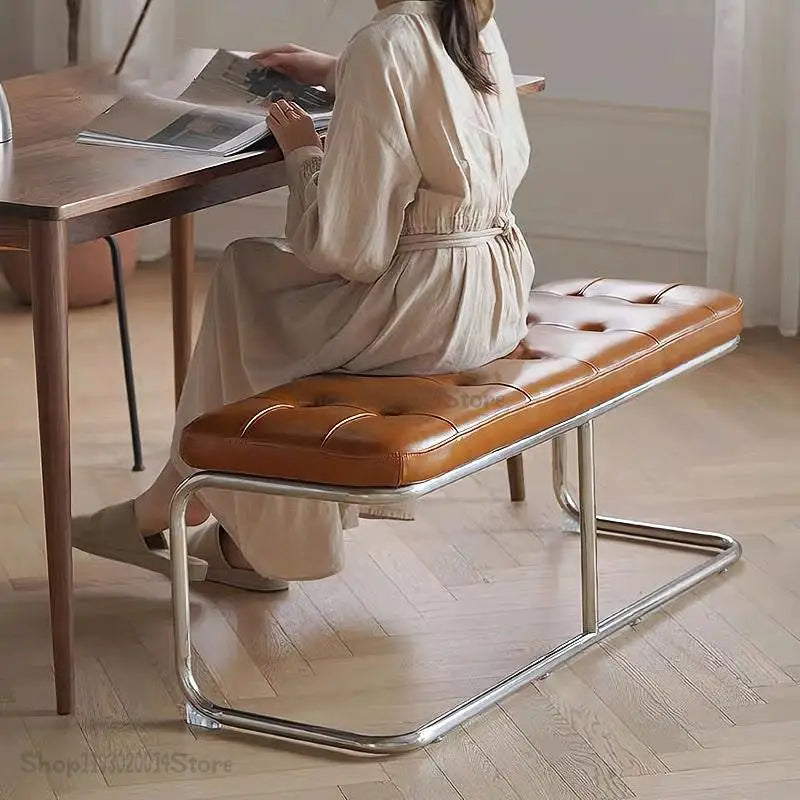 Long Stool Bench Dining Chair Stainless Steel Shoe