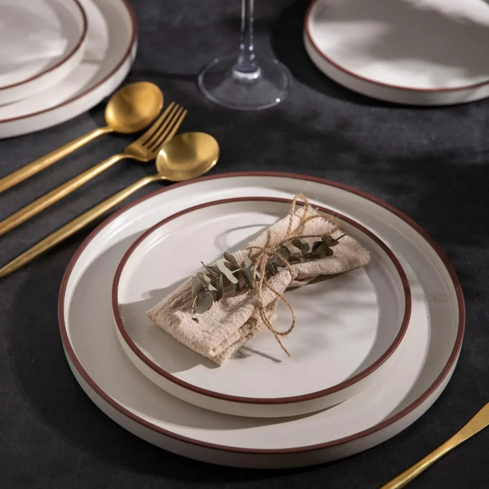 Ceramic Dinnerware Sets of 4, High Edge Stoneware