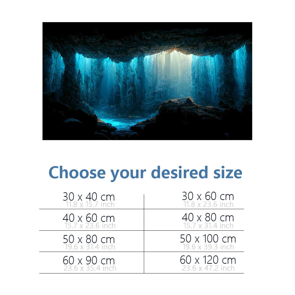 Aquarium Background Sticker, Underwater Cave Stone HD Printing