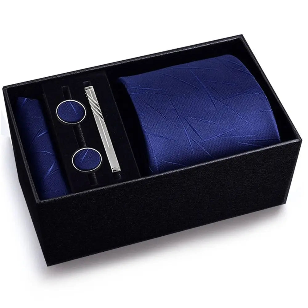 4PCSSet 8 cm Business Ties Handkerchief Cufflink Set