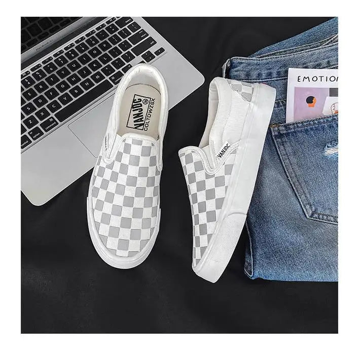 Men designer Shoes women Chessboard Casual canvas shoe Man 3M Reflective Flats Breathable Mixed Colors Loafers lovers Sneakers