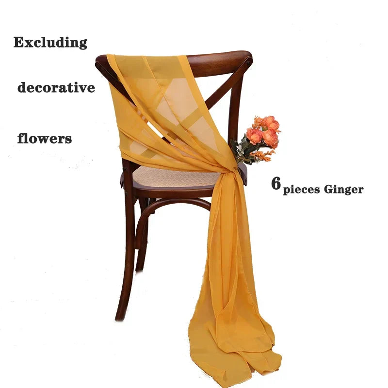 6PCS RUST Chiffon Chair Sashes 30 x 270cm