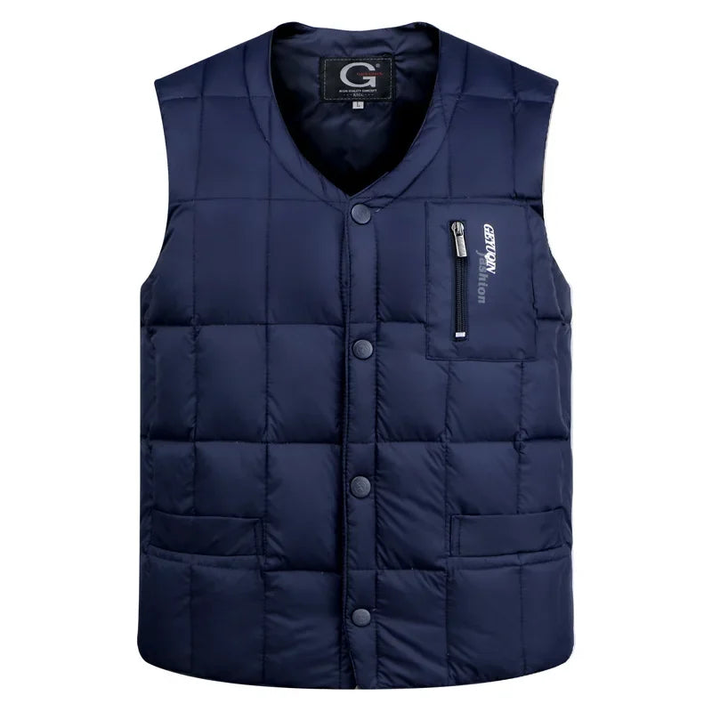 White Duck Down Vest Men Lightweight Autumn Winter