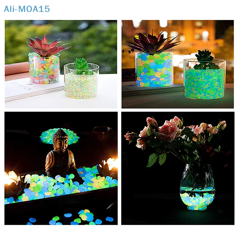 100pcs Garden Decor Luminous Stones Glow In The