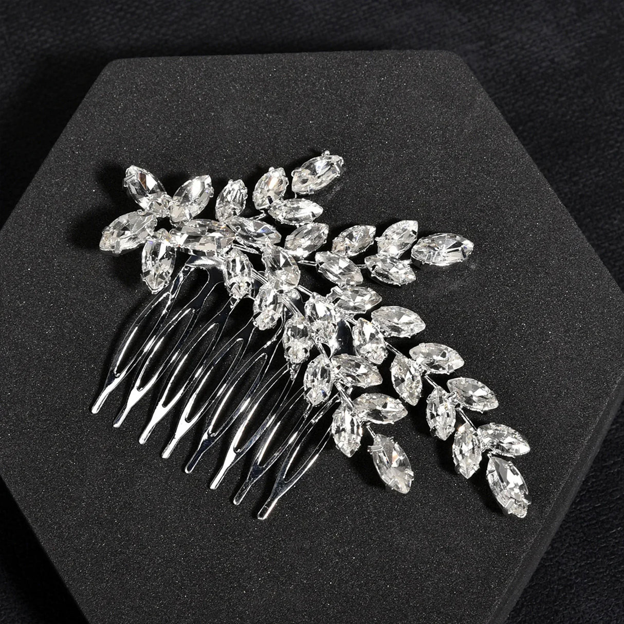 Silver Color Flower Hair Comb Clip Girls Handmade