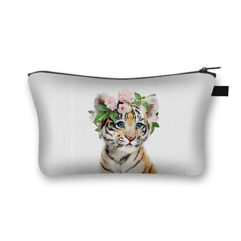 Animal Print Cosmetic Bag Women Makeup Bag Kawaii