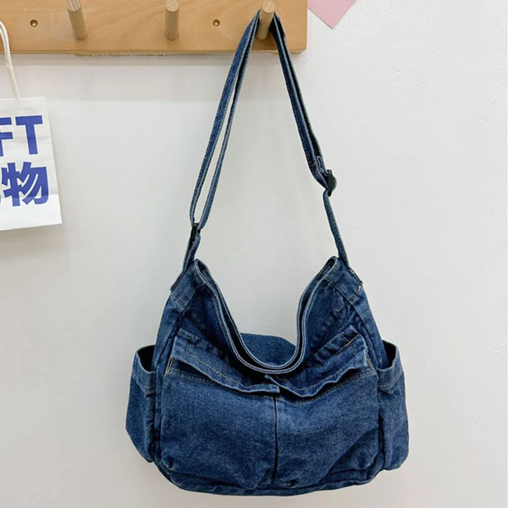 Denim Vintage Messenger Bag Retro Jeans Tote Bag