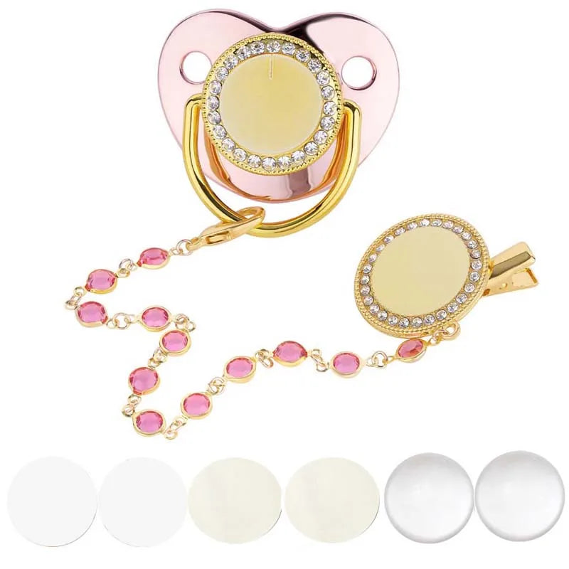Blank Personalized Baby Pacifier with Chain Clips Covers