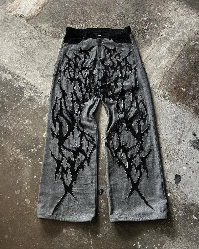 European and American Fashionable High-waisted Trousers Raw Edge